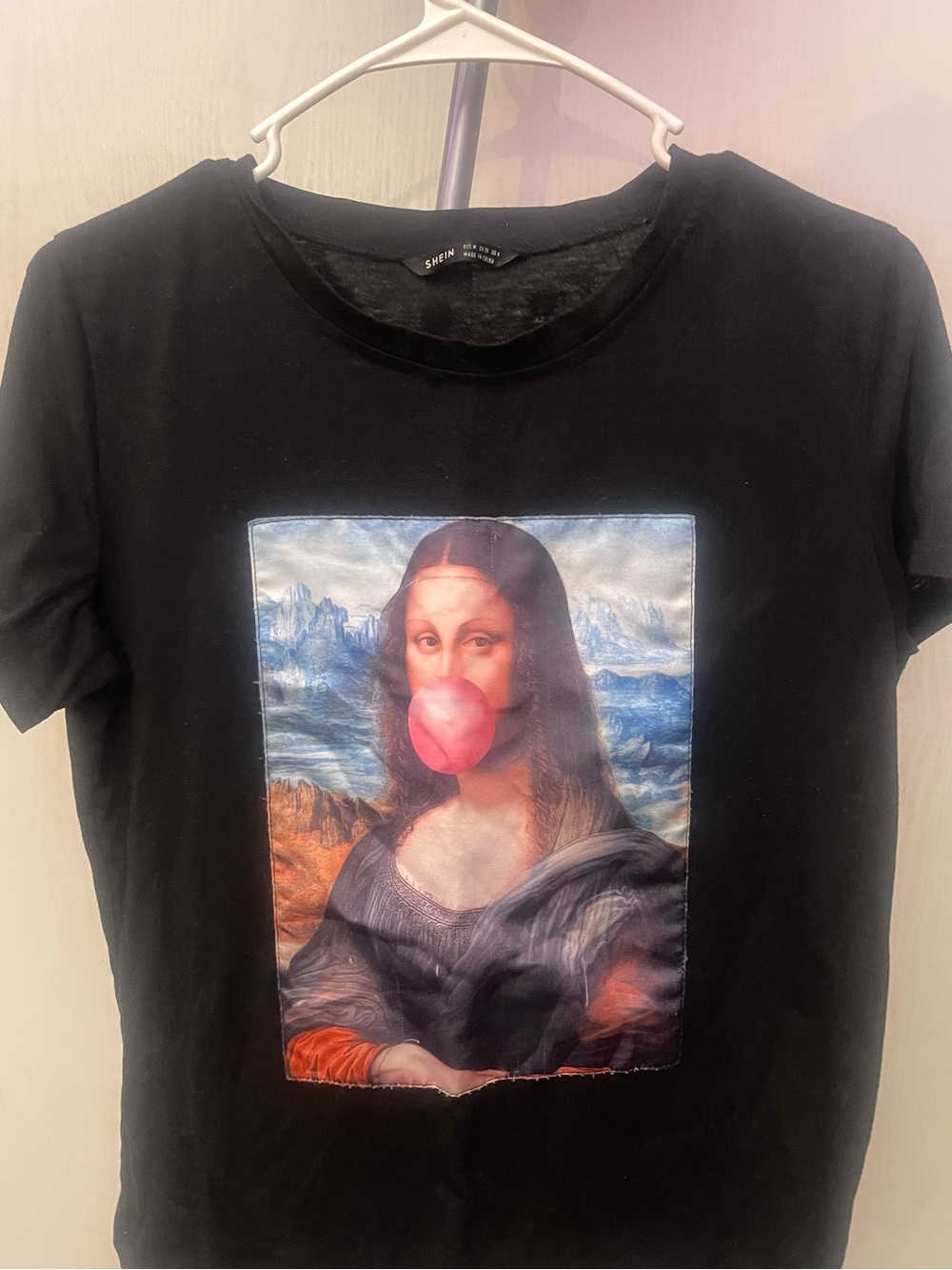 SHEIN Unity Bubblegum Mona Lisa Women’s Black Graphic Tee